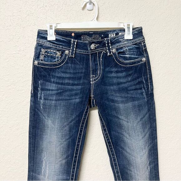 Miss Me Womens Size 27 Blue Denim Medium Wash Mid Rise Bootcut Jeans JW5123BB - Picture 4 of 7